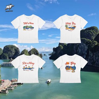 Áo thun babytee tay lỡ unisex nam nữ áo thun baby tee DU LỊCH cotton form rộng oversize 250gsm