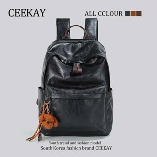 Balo CeeKay Chính Hãng - Balo Da Chần Chống Nước Phối Hoạ Tiết Gấu Form Rộng Đựng Vừa Laptop 15.6