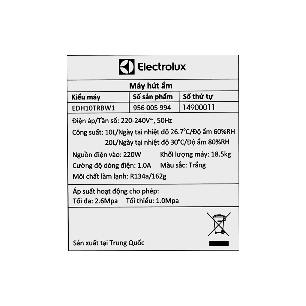 Máy hút ẩm Electrolux EDH10TRBW1 20L | Máy hút ẩm UltimateHome 300 cho phòng 42m² | BigBuy360 - bigbuy360.vn