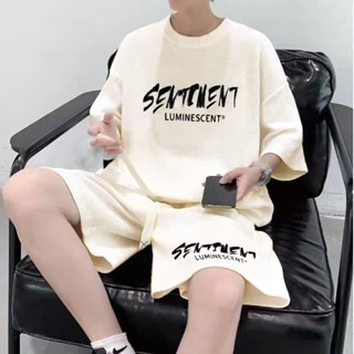 Bộ nam nữ mùa hè vải tổ ong MOON ESSENCE bộ quần áo mặc nhà cho nam và nữ