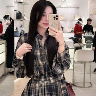 Sét Áo Sơ Mi Kẻ Caro Tay Phồng Có Dây Đai Mix Kèm Chân Váy Bí Ngô Có Quần Bảo - BUN222