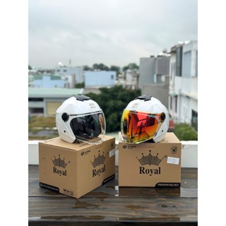 NÓN ROYAL XH01 1 KÍNH MÀU TRẮNG BÓNG TẶNG LOGO KYT VÀ TÚI ĐỰNG NÓN 2025