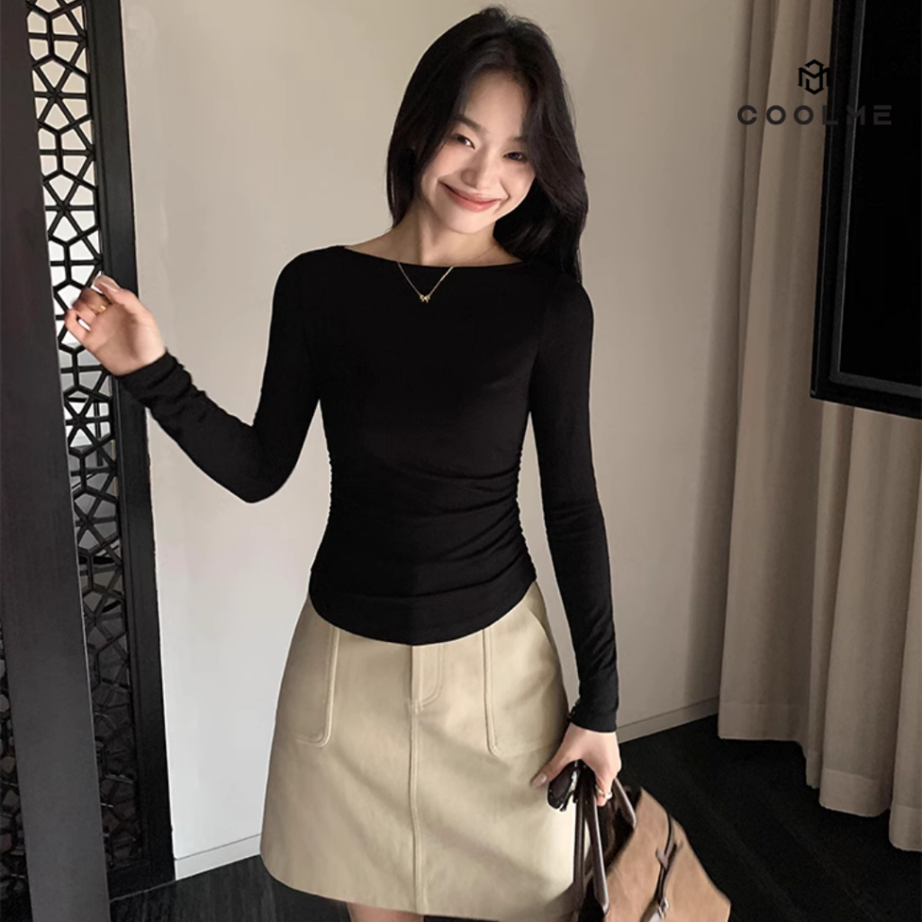 Áo thun tay dài cổ thuyền nữ Coolme, áo ôm body dài tay fit dáng kiểu Hàn Quốc co giãn tốt - G03 | BigBuy360 - bigbuy360.vn