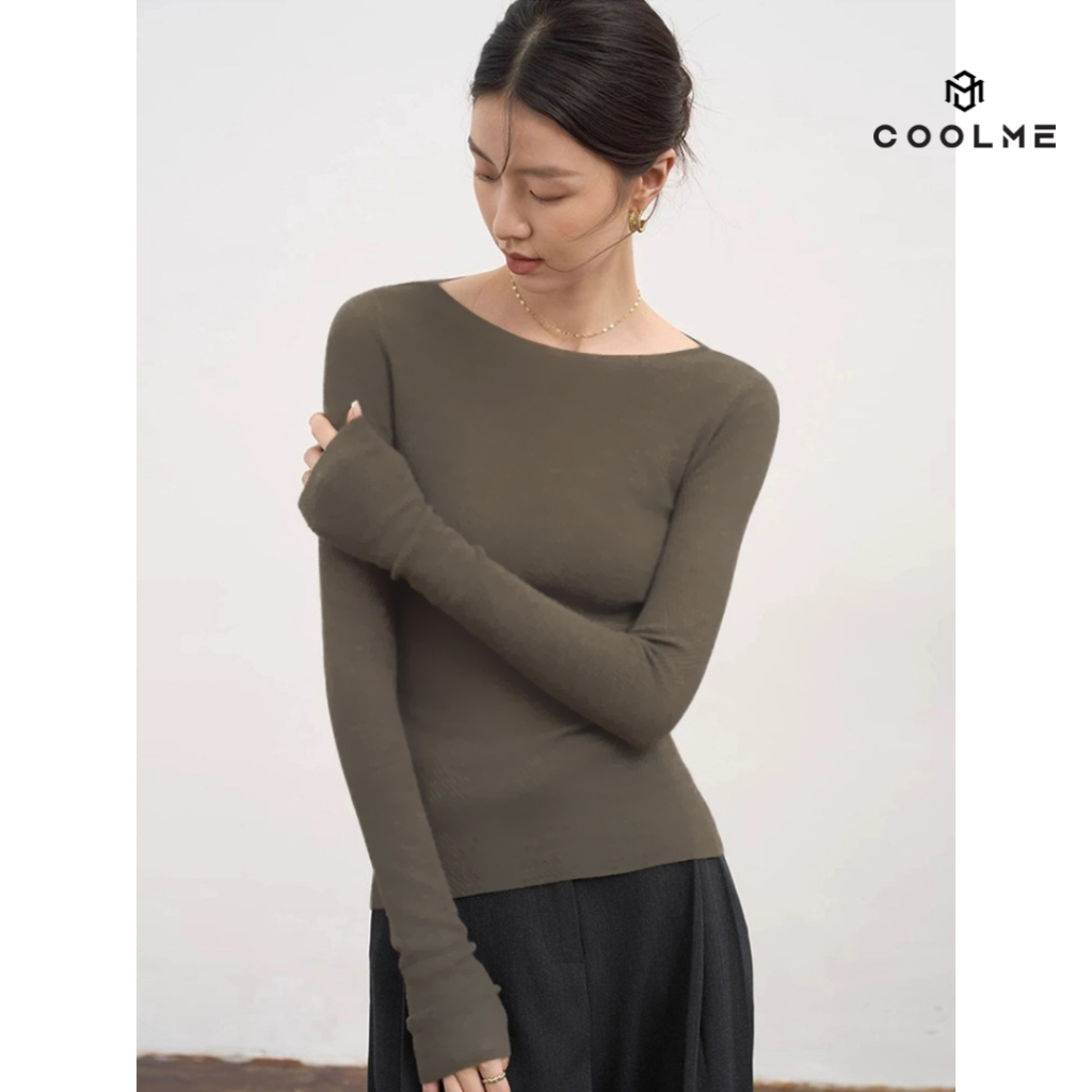 Áo thun tay dài cổ thuyền nữ Coolme, áo ôm body dài tay fit dáng kiểu Hàn Quốc co giãn tốt - G03 | BigBuy360 - bigbuy360.vn