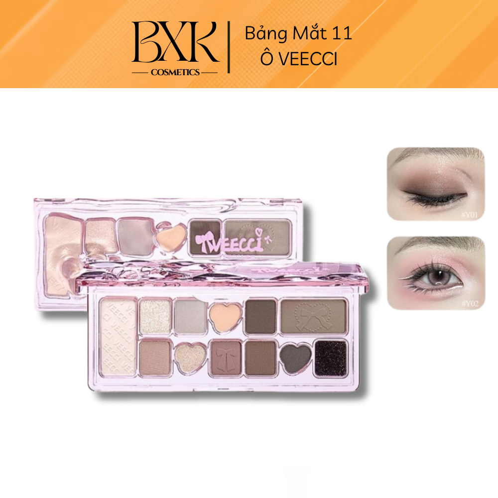 Bảng Phấn Mắt VEECCI 11 Ô Bền Màu Lâu Trôi Kèm Ô Vệ Sinh Cọ Khô Đa Năng BXK COSMETICS