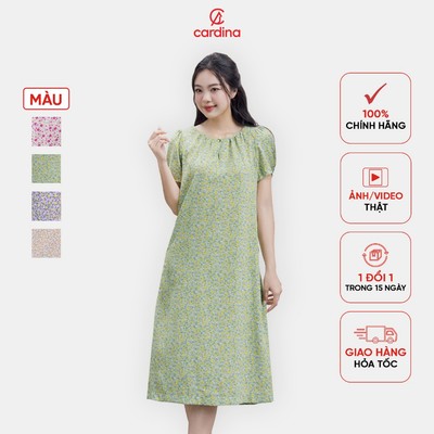 Đầm nữ CARDINA chất liệu lụa Hàn Châu cao cấp dáng suông trẻ trung, nữ tính 4VSL16