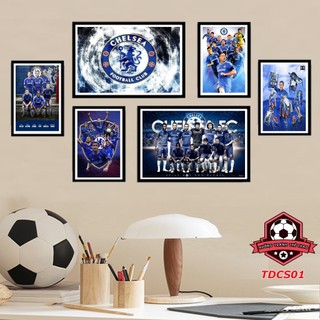   Chelsea ,tranh dán tường bộ 6 bức đội bóng Chelsea FC tranh dán tườg không cần khoan,tranh bóng đá 