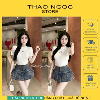 Chân váy jean xòe tầng see tình, có lót quần hot! (có sẵn, hình thật) THẢO NGỌC STORE