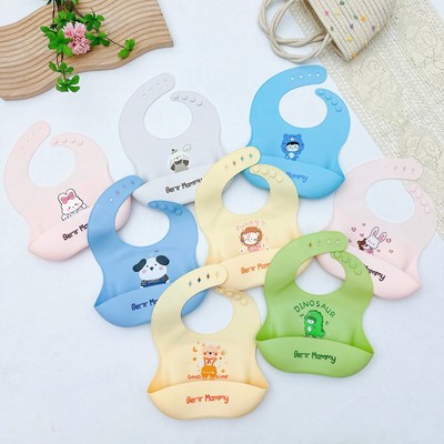 Yếm ăn dặm cho bé KidAndMom Bear Mommy silicon cao cấp mềm mại có máng hứng chống bám bẩn dễ vệ sinh