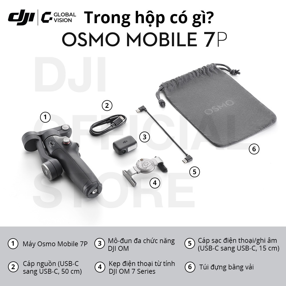 Gimbal chống rung điện thoại DJI Osmo Mobile 7 theo dõi chủ thể, 7P có mô đun tích hợp đèn chiếu sáng (DJI OM 7 Series) | BigBuy360 - bigbuy360.vn