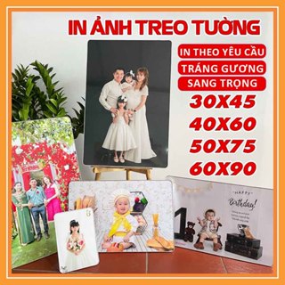 Khung ảnh gỗ tráng gương treo tường 30x40 40x60 50x75 60x90 in ảnh cá nhân từ điện thoại theo yêu, ảnh cưới, sinh nhật