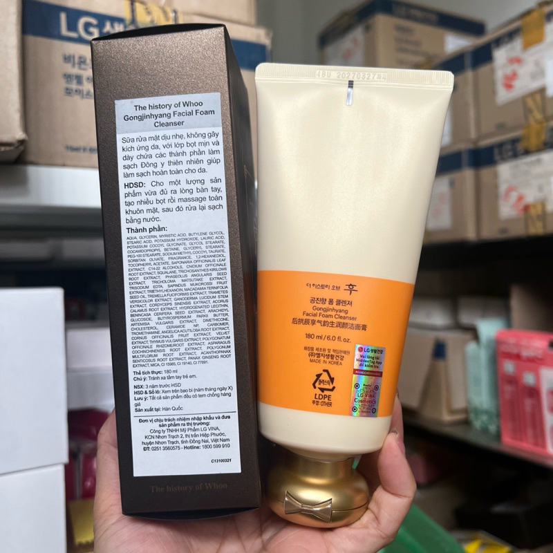 [CÓ TEM LG VINA Date 2027] - SỮA RỬA MẶT WHOO vàng 180ml full
