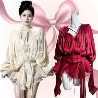 141 - Đầm LARISSA DRESS TAY DÀI PHỐI DÂY CỘT THƯỚT THA