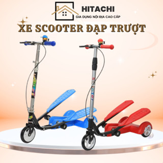 Xe scooter cho bé 3 bánh có bàn đạp và phanh tay, chịu lực đến 70kg xe chòi chân vận động ngoài trời