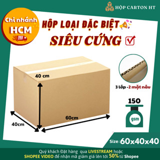 Thùng carton chuyển nhà 60x40x40, hộp carton to lớn đóng gói hàng hóa giá gốc - Hộp carton HT HCM