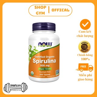  Viên uống tảo xoắn  NOW Organic Spirulina- Hỗ trợ hệ tiêu hóa tăng sức đề kháng 