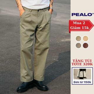Quần ống suông nam PEALO vải kaki nhung casual pants trơn basic chất liệu mới Loose Pants phong cách Minimalism