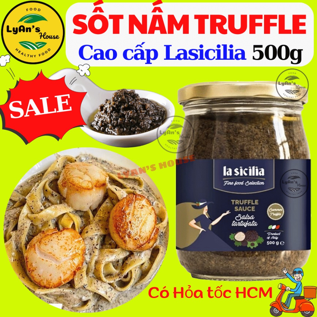 (Có Hỏa Tốc HCM) Sốt Nấm Truffle Sauce La Sicilia – Italia 500g, BASIL PESTO Sốt Nấm Cục mỳ ý spaghe