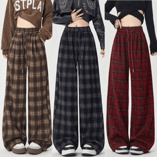 Quần Sọc CARO Nữ Suông Ống Rộng Cạp Chun Dây Dút Quần Kẻ Cạp Chun Chất Dạ Mềm Mịn HOTTREND 2025