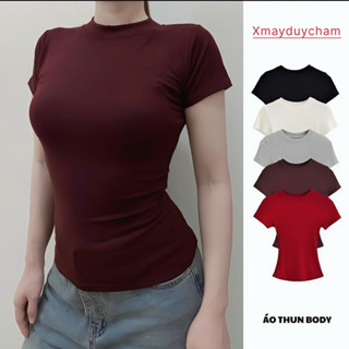ÁO THUN NỮ ÔM BODY CỔ TRÒN COTTON MỊN CỘC TAY THẮT EO TÔN DÁNG QUYẾN RŨ MÁT MẺ MÙA HÈ NỮ m666