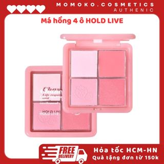   HOLD LIVE- CÓ SẴN-HT  Phấn Má Hồng 4 Ô HOLD LIVE CHANCE ON HL707 Bảng Má 4 Màu Tự Nhiên Nhiều Tone Lì Bám Màu Tốt 