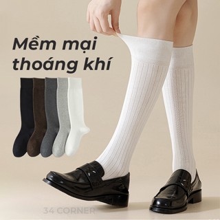 Tất Cao Cổ Nữ Cotton Thoáng Khí, Tất Đùi Nữ, Tất Bắp Chân, Vớ Nữ Cổ Cao Co Dãn Mùa Hè Chống Hôi Chân
