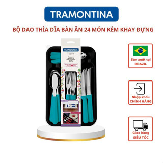 Bộ Dao Thìa Dĩa Bàn Ăn Tramontina Tulum 24 Món Kèm Khay Cán Nhựa Bóng Đẹp Tinh Tế Tiện Dụng An Toàn Sx Tại Brazil 23299