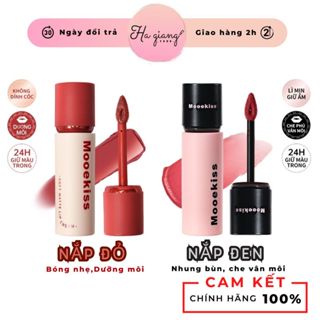Son Kem Mooekiss Nắp đen Chất Nhung Bùn Lì/ Nắp đỏ bóng nhẹ, dưỡng môi Dưỡng Ẩm Mềm Mịn Lâu Trôi - Hagiang1305