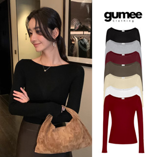 Áo thun cổ thuyền dài tay nữ Gumee, áo tay dài ôm body nữ fit dáng chất  cotton mềm co giã - G03