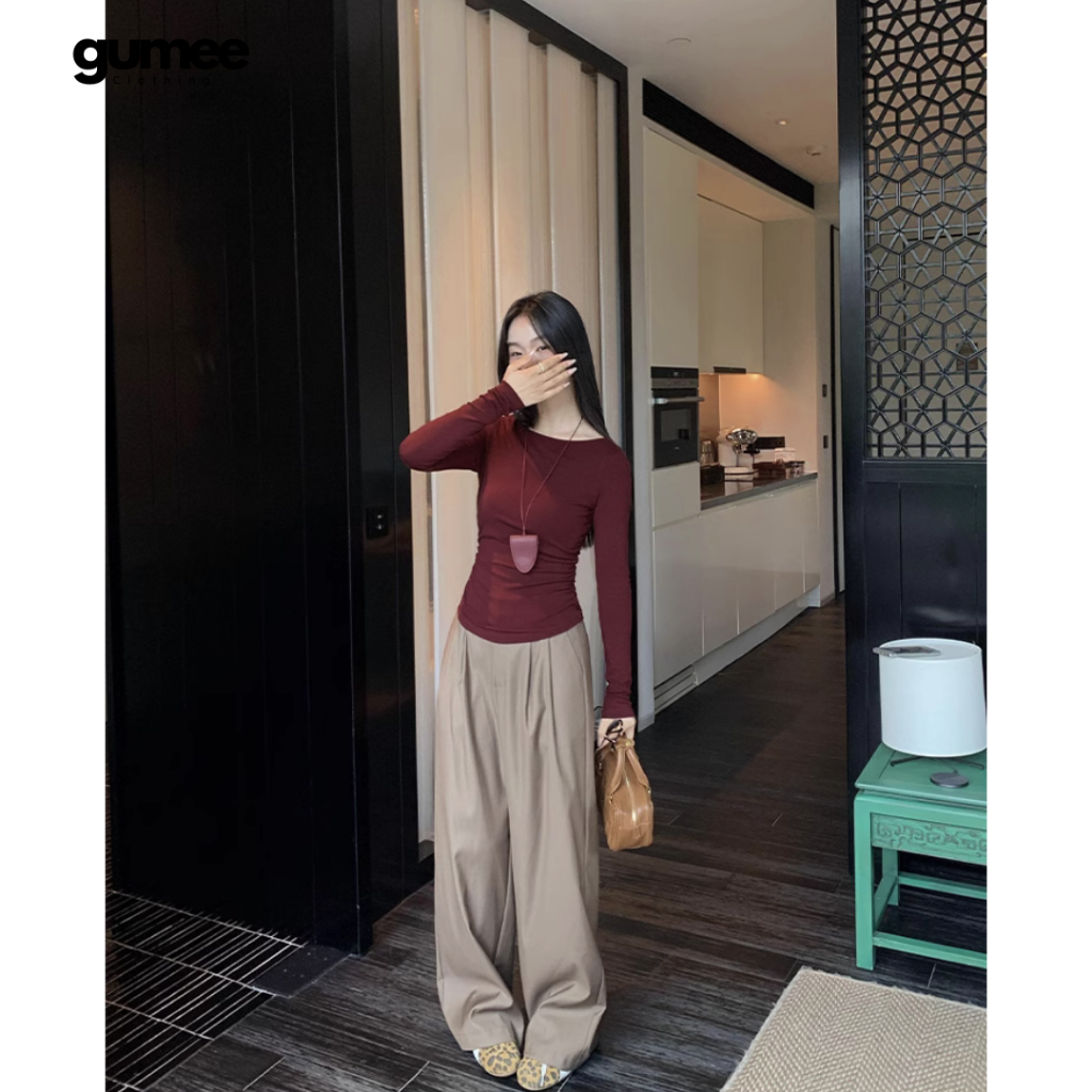 Áo thun cổ thuyền dài tay nữ Gumee, áo tay dài ôm body nữ fit dáng chất  cotton mềm co giãn - G03 | BigBuy360 - bigbuy360.vn