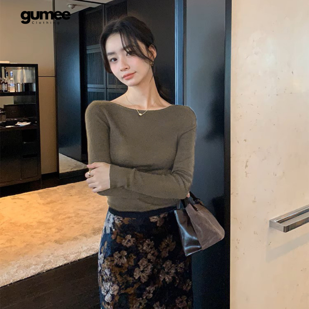 Áo thun cổ thuyền dài tay nữ Gumee, áo tay dài ôm body nữ fit dáng chất  cotton mềm co giãn - G03 | BigBuy360 - bigbuy360.vn