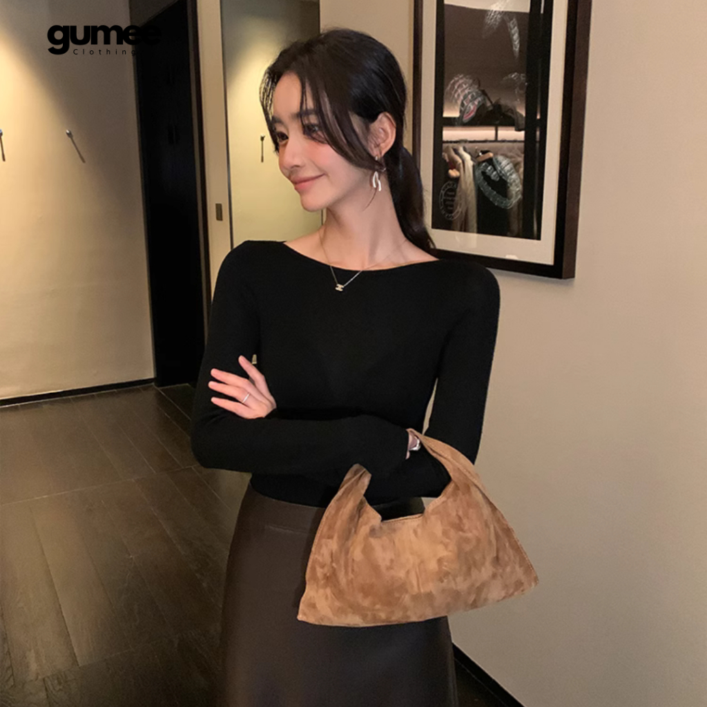 Áo thun cổ thuyền dài tay nữ Gumee, áo tay dài ôm body nữ fit dáng chất  cotton mềm co giãn - G03 | BigBuy360 - bigbuy360.vn