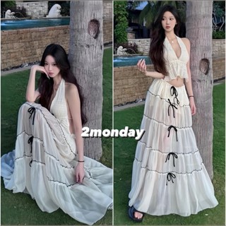 [VIDEO/SẴN] SET 2 MÓN ÁO YẾM KÈM VÁY DÀI XOÈ TẦNG ĐÍNH NƠ VIỀN REN ĐI BIỂN S37