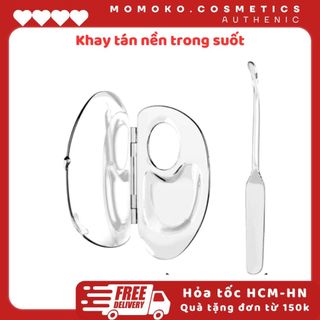   Dụng Cụ Khay kèm thanh trộn nền  Bộ Dụng Cụ Khay trộn kem nền Mica trong suốt có nắp đậy Chính Hãng Chống Gỉ Dễ Vệ Sinh 