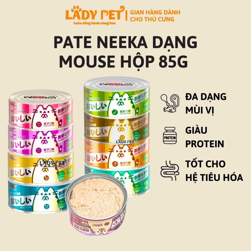 [Dạng Đặc] Pate Dinh Dưỡng Cho Mèo Mọi Lứa Tuổi Neeka Lon 85g - Pate Dạng Mouse
