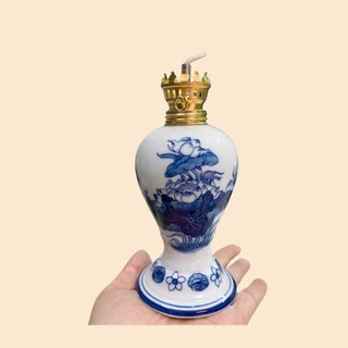 Đèn Thờ Dầu Men Xanh Lam – Chợ Sứ Bát Tràng (Hàng Loại 1)