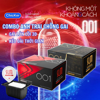 Bộ 2 Hộp Bao Cao Su Có Gai, Kéo Dài Thời Gian, Siêu Mỏng 0.01mm, Size 52mm