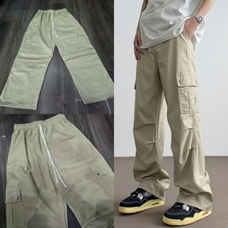  Quần  Box Cargo Pant Kaki Túi Hộp Ống Suông Rộng Hai Màu Đen & Kem Kiểu Dáng Streetwear 