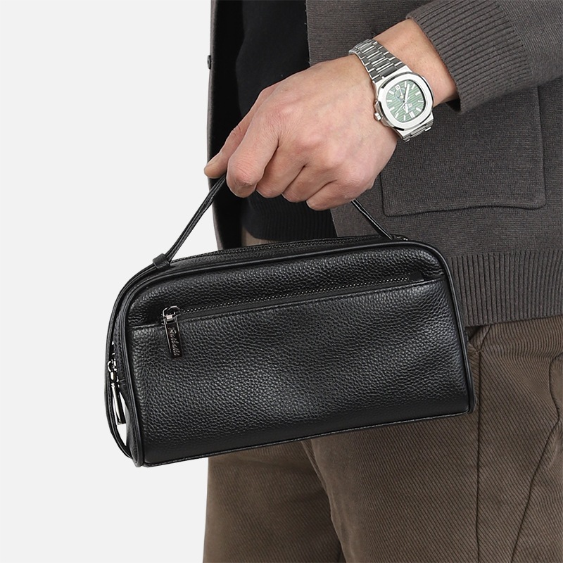 [Da thật] Túi golf nam; Clutch nam công sở da bò thật CL159 (Đen) - 100% da bò thật; BH 3 năm