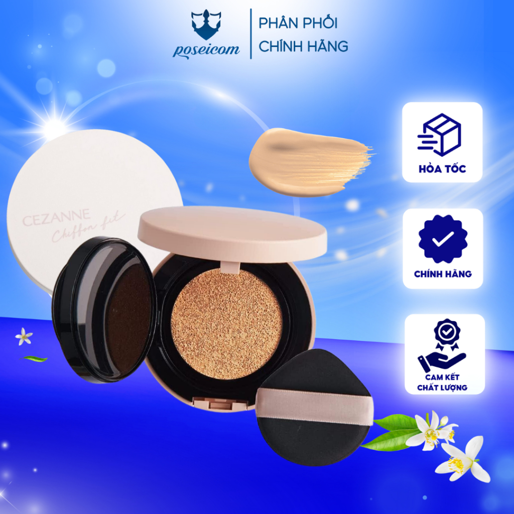Phấn nước trang điểm chống nắng Cezanne Chiffon Fit Cushion Foundation Nhật Bản SPF50 PA++++ 11g (Mà