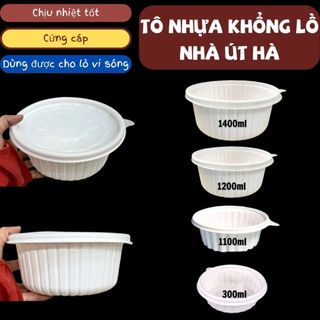 [Hàng đẹp - Dùng được lò vi sóng] Tô nhựa kèm nắp đủ size 200ML - 3000ML cứng cáp màu trắng sữa/ trong đựng thức ăn nóng