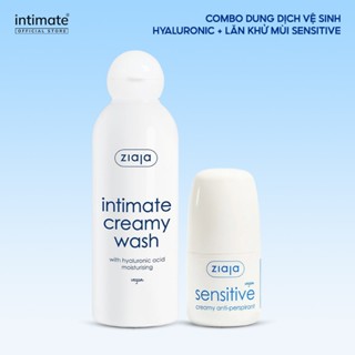 Combo Dung dịch vệ sinh Intimate with Hyaluronic acid 200ml & Lăn khử mùi Sensitive Ziaja 60ml