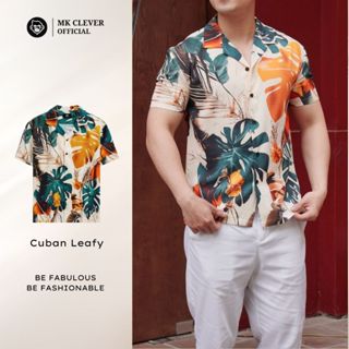Áo sơ mi nam họa tiết Leafy Vibe MK CLEVER vải lụa Hàn thoáng mát, thấm hút, mềm mịn, form thoải mái