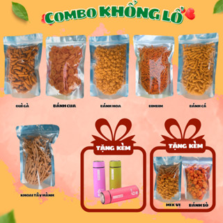 COMBO ĂN VẶT 9 MÓN: Snack Bimbim que - Bánh Sò - Nui chiên - Bánh cá - Đùi gà - Bánh que (Tặng thêm 2 túi vị ngẫu nhiên)