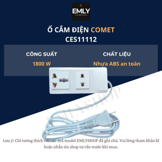 Ổ cắm chính hãng Comet CES11112 (dây 2m, 1 lỗ đa năng, 1 lỗ đơn)