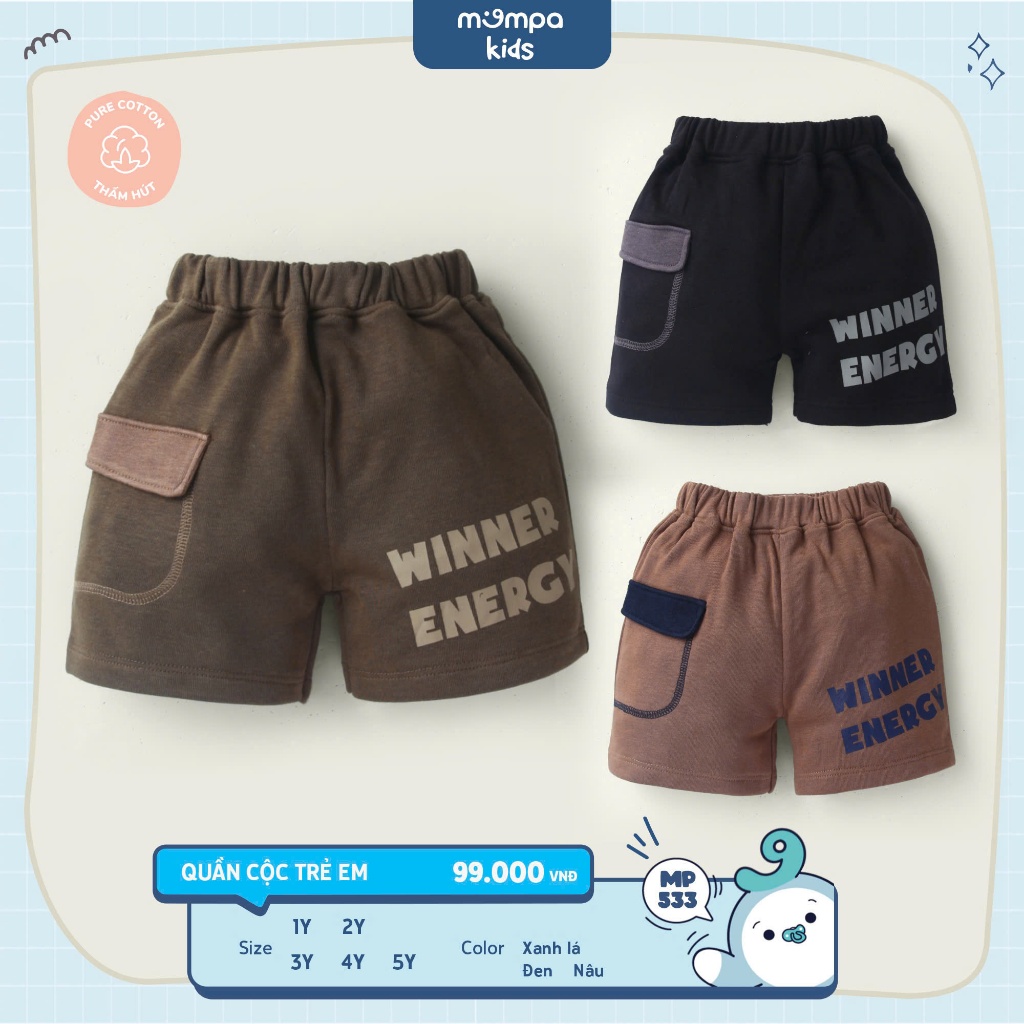 Quần đùi cho bé Mompa 1-5 tuổi vải Cotton Actif mềm mại co giãn thoáng mát 234