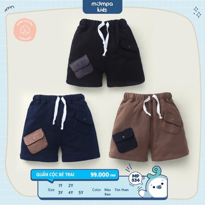 Quần đùi cho bé Mompa 1-5 tuổi vải Cotton Actif mềm mại co giãn thoáng mát 236