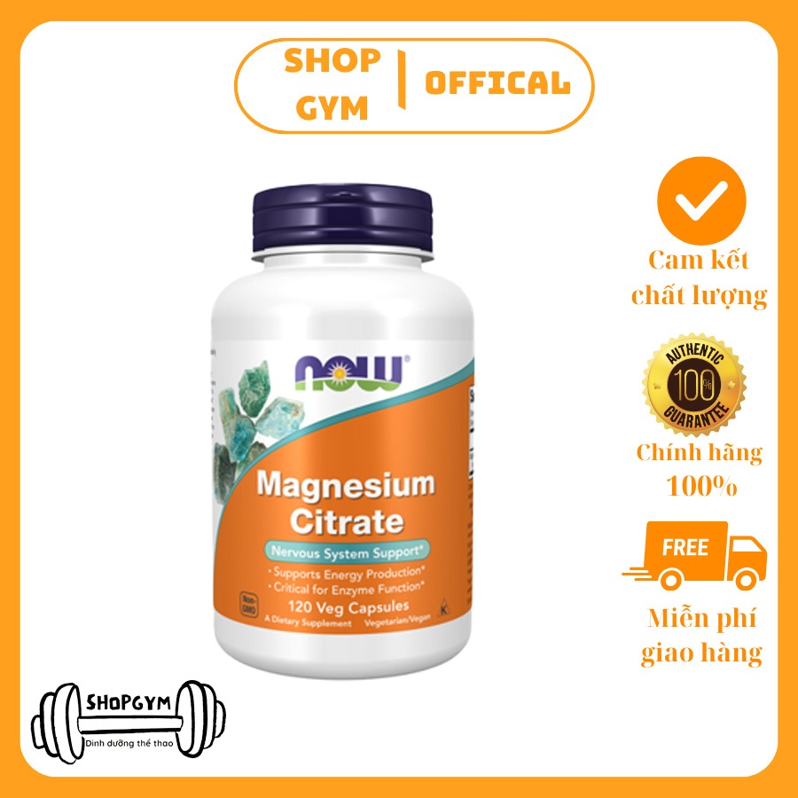 Viên uống Now Magnesium Citrate - Bổ sung Magie giúp chắc khỏe xương, cải thiện giấc ngủ
