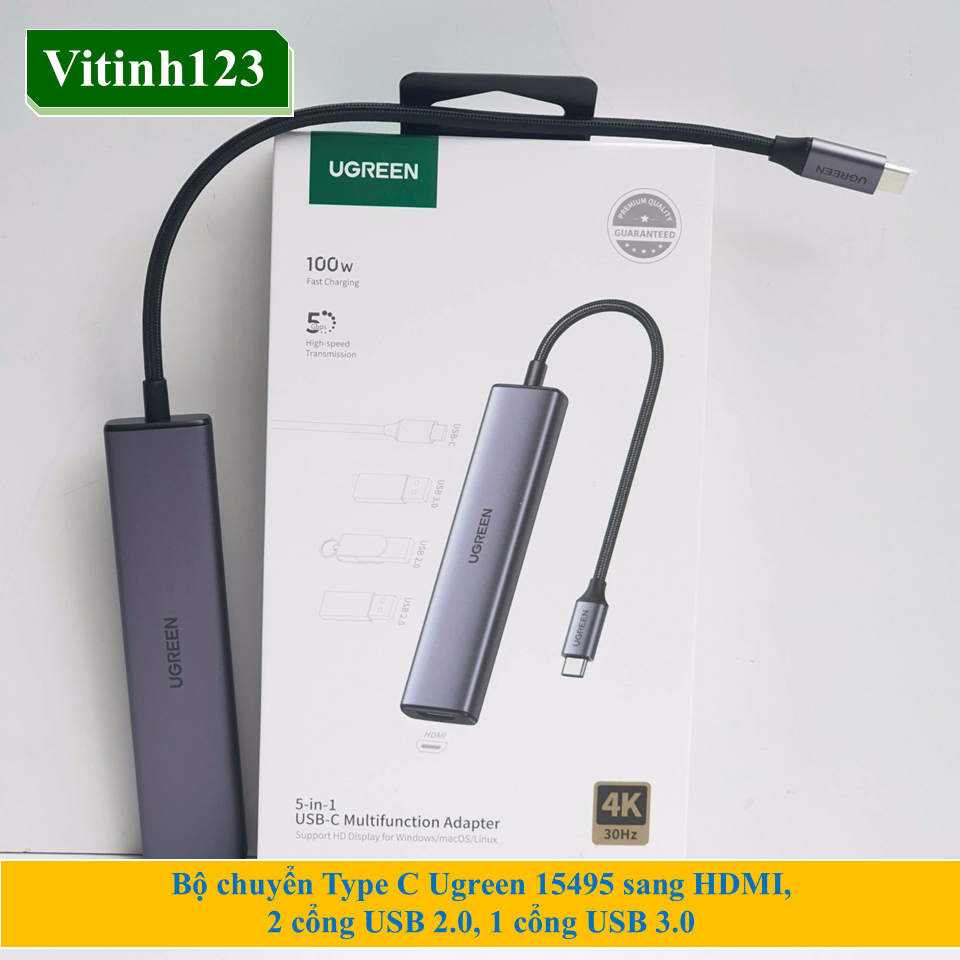 Bộ chuyển Type C ra HDMI - USB - LAN Ugreen 15495, 15596, 15598, Ugreen 45000