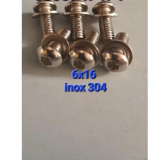 Lục giác lắp nắp bô+long đền inox 304 6x16(5 con)